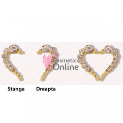 Decoratiuni 3D Metalice 154 Jumatate de inimioara Dreapta aurie cu Cristale